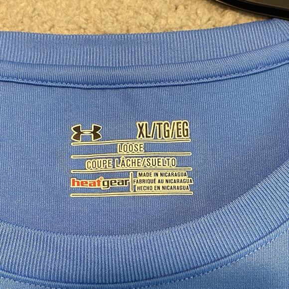 Under Armour Mens Shirt XL Heatgear Crew Neck Blue Casual Athleisure Adult - Picture 7 of 16